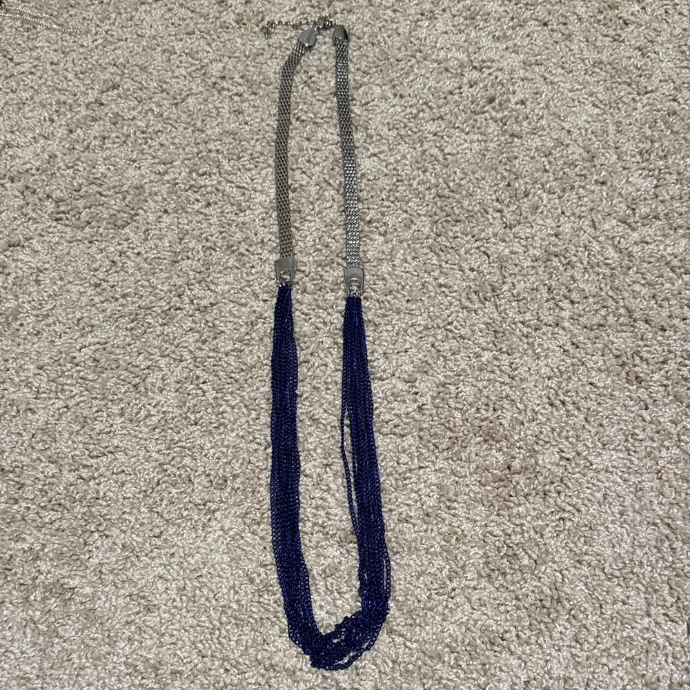 Elegant Blue and Silver Multi-Strand Necklace